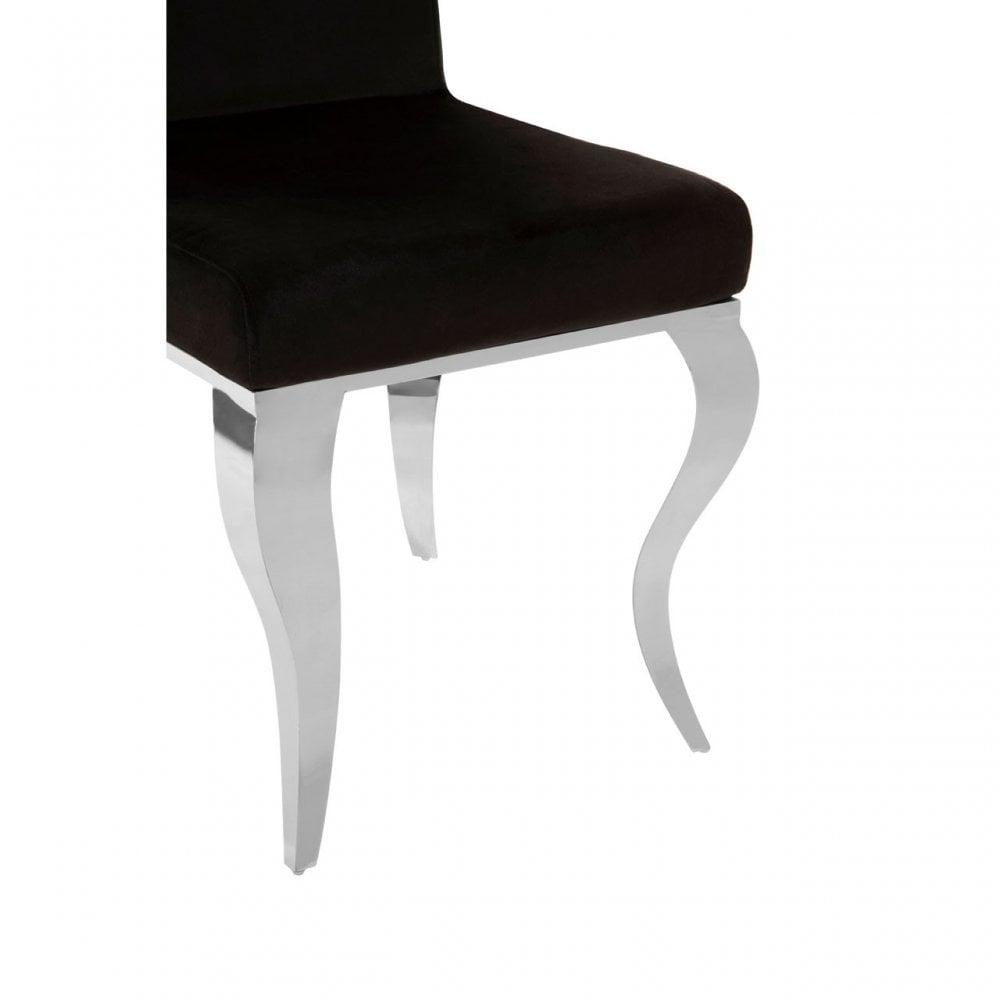 Elisa Dining Chair with Silver Frame, Foam, Stainless Steel, Black