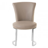 Elisa Grey Faux Leather Dining Chair, Foam, Stainless Steel, Grey