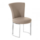 Elisa Grey Faux Leather Dining Chair, Foam, Stainless Steel, Grey