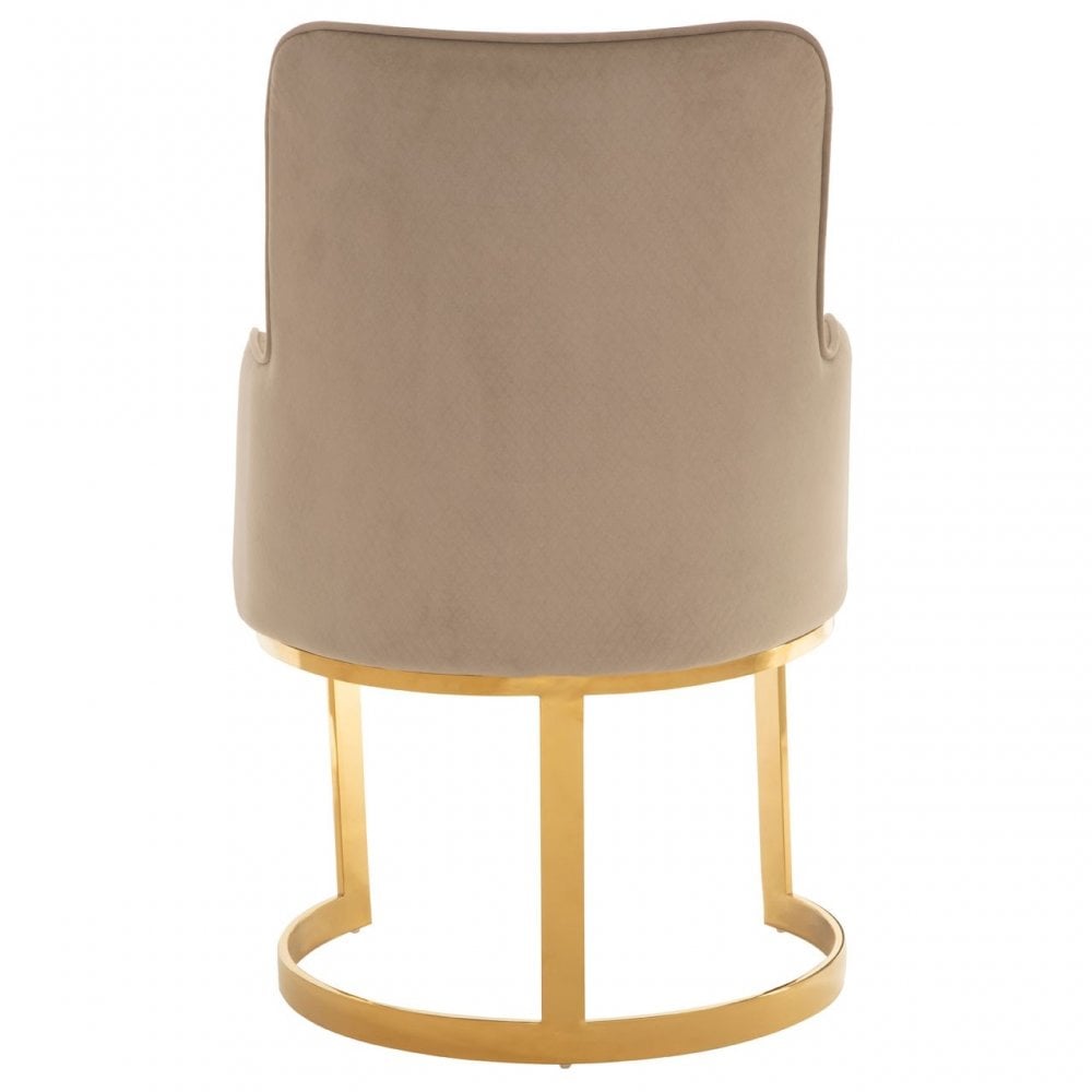 Elisa Beige Velvet Dining Chair, Foam, Stainless Steel, Beige