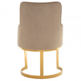 Elisa Beige Velvet Dining Chair, Foam, Stainless Steel, Beige