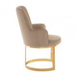 Elisa Beige Velvet Dining Chair, Foam, Stainless Steel, Beige