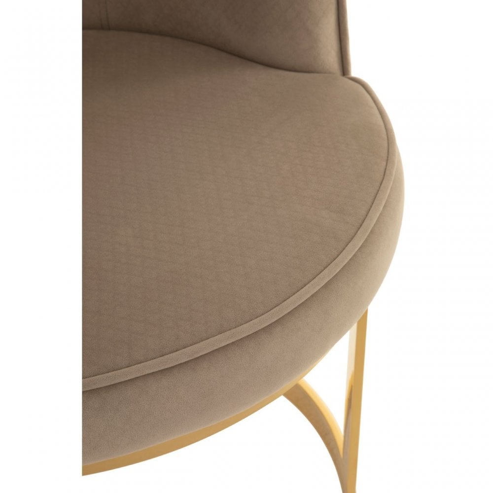 Elisa Beige Velvet Dining Chair, Foam, Stainless Steel, Beige