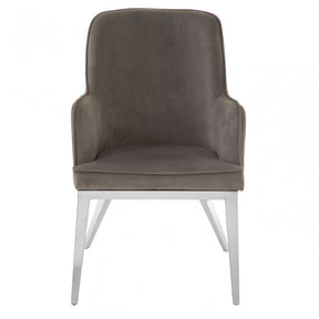 Elisa Black Velvet Dining Chair, Foam, Stainless Steel, Grey