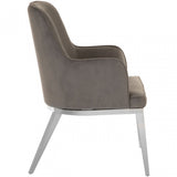 Elisa Black Velvet Dining Chair, Foam, Stainless Steel, Grey