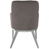 Elisa Black Velvet Dining Chair, Foam, Stainless Steel, Grey