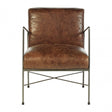 Maryn Genuine Brown Leather Dining Chair, Leather, Iron, Brown