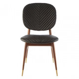 Kenso Dining Chair, Leather, Walnut Wood, Black