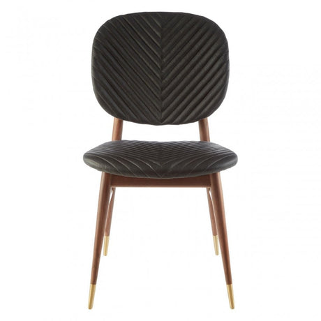 Kenso Dining Chair, Leather, Walnut Wood, Black