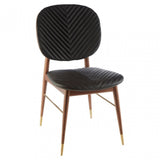 Kenso Dining Chair, Leather, Walnut Wood, Black