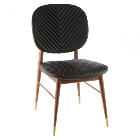 Kenso Dining Chair, Leather, Walnut Wood, Black