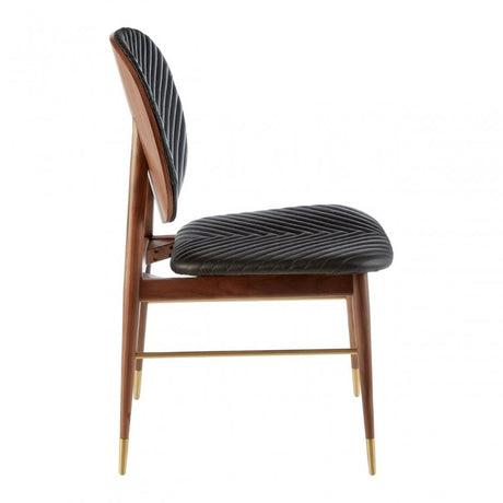 Kenso Dining Chair, Leather, Walnut Wood, Black
