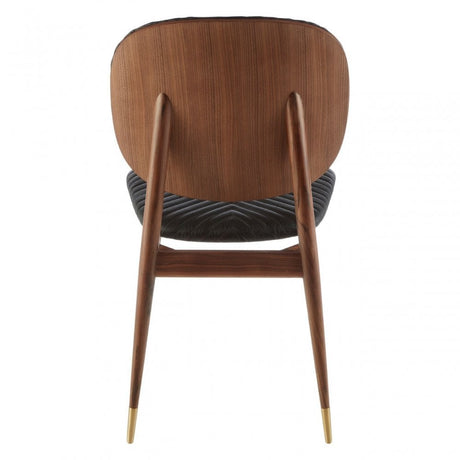 Kenso Dining Chair, Leather, Walnut Wood, Black