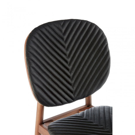 Kenso Dining Chair, Leather, Walnut Wood, Black