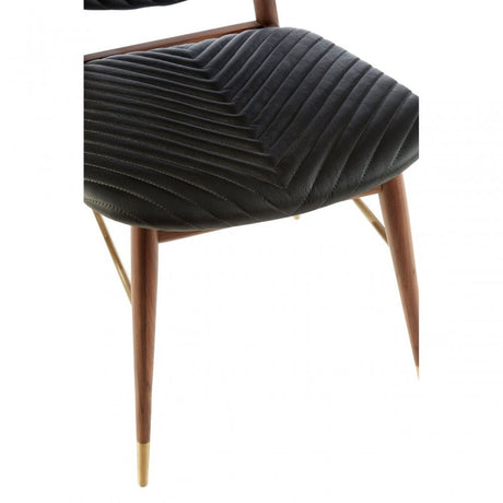 Kenso Dining Chair, Leather, Walnut Wood, Black