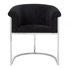 Chiqui Black Velvet Dining Chair, Stainless Steel, Black