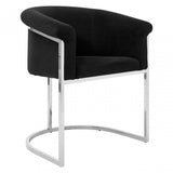 Chiqui Black Velvet Dining Chair, Stainless Steel, Black