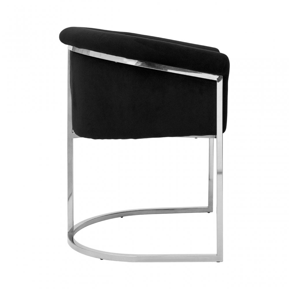 Chiqui Black Velvet Dining Chair, Stainless Steel, Black