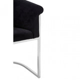 Chiqui Black Velvet Dining Chair, Stainless Steel, Black