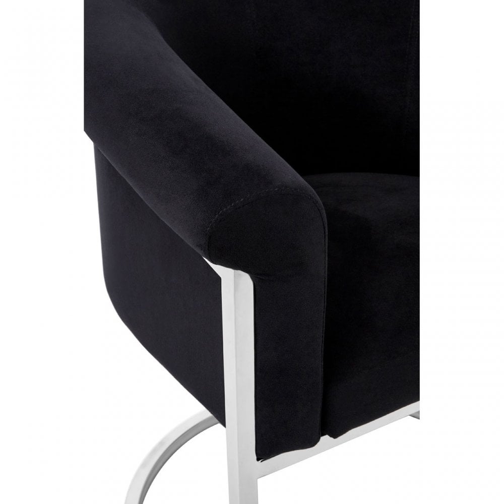 Chiqui Black Velvet Dining Chair, Stainless Steel, Black