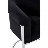 Chiqui Black Velvet Dining Chair, Stainless Steel, Black
