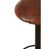 Longhorn Longhorn Buffalo Brown Leather Bar Stool, Goat Leather, Iron, Brown