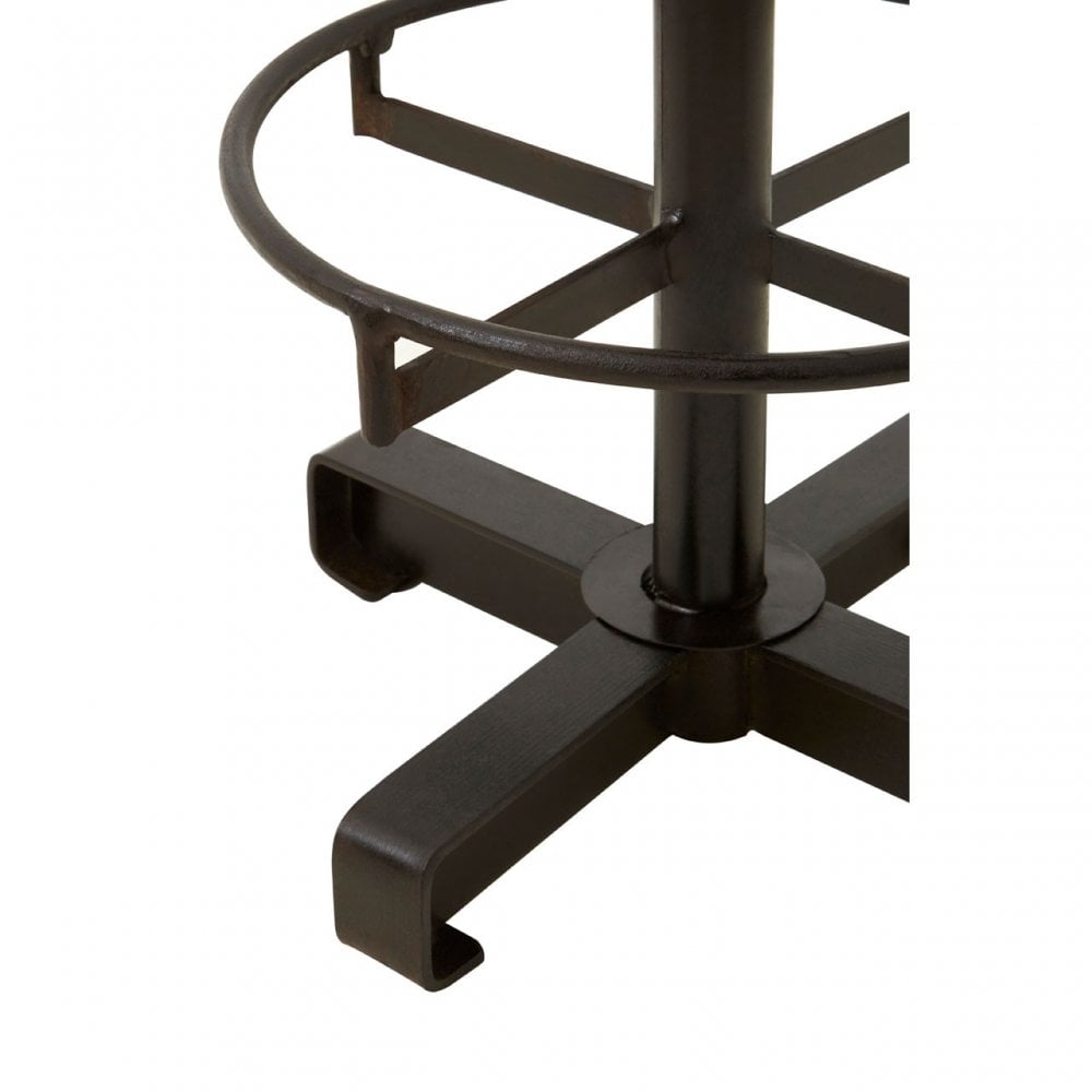 Longhorn Longhorn Buffalo Brown Leather Bar Stool, Goat Leather, Iron, Brown