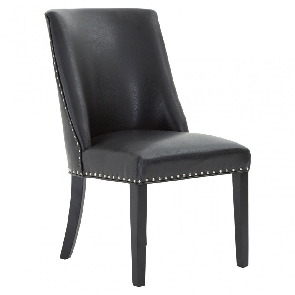 Clanbay Rodeo Dining Chair, Birchwood, Leather Effect, Black ...