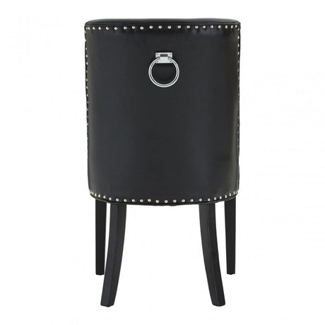 Rodeo Dining Chair, Birchwood, Leather Effect, Black