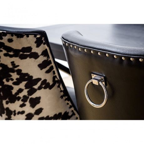 Rodeo Dining Chair, Birchwood, Leather Effect, Black