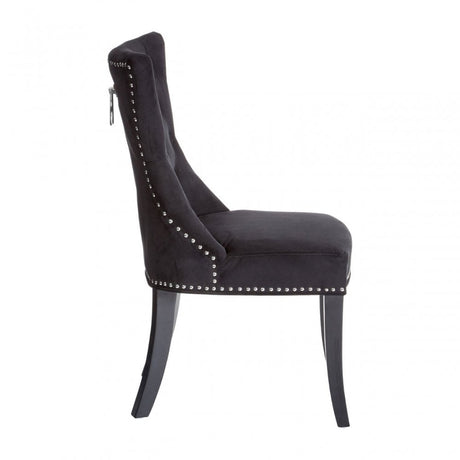 Buffet Regents Dining Chair, Birchwood, Cotton Velvet, Black