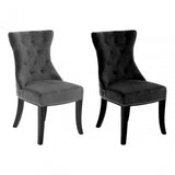 Buffet Regents Dining Chair, Birchwood, Cotton Velvet, Black