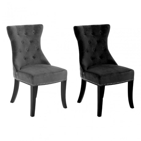 Buffet Regents Dining Chair, Birchwood, Cotton Velvet, Black