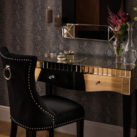 Buffet Regents Dining Chair, Birchwood, Cotton Velvet, Black