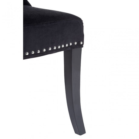 Buffet Regents Dining Chair, Birchwood, Cotton Velvet, Black