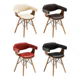 Chair, Beechwood, Leather Effect, Brown