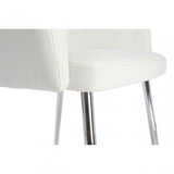 Chair, Chrome, Leather Effect, White