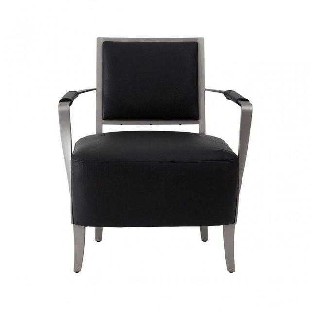 Moda Chair, Stainless Steel, Leather, Black