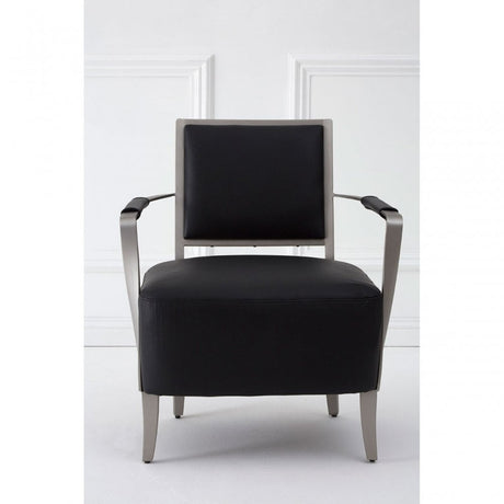 Moda Chair, Stainless Steel, Leather, Black