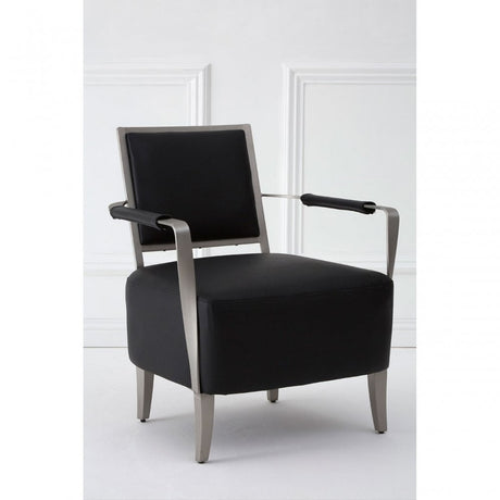 Moda Chair, Stainless Steel, Leather, Black