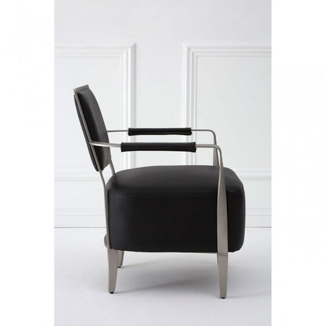 Moda Chair, Stainless Steel, Leather, Black