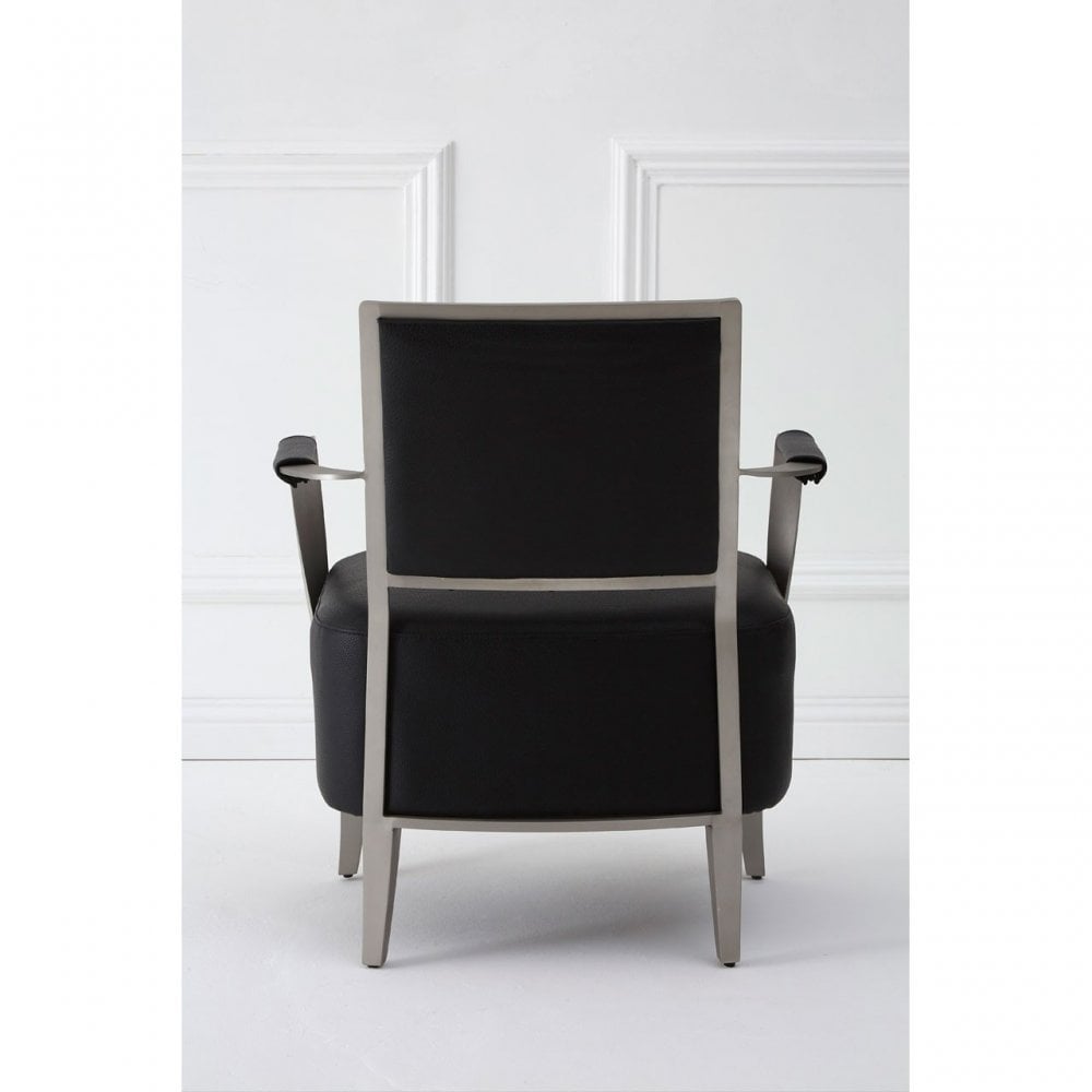 Moda Chair, Stainless Steel, Leather, Black