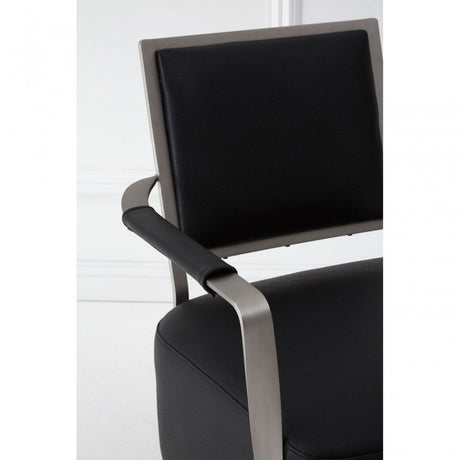 Moda Chair, Stainless Steel, Leather, Black
