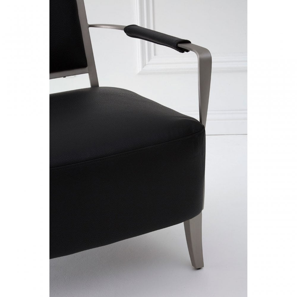 Moda Chair, Stainless Steel, Leather, Black