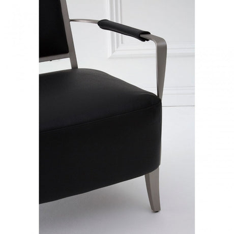 Moda Chair, Stainless Steel, Leather, Black
