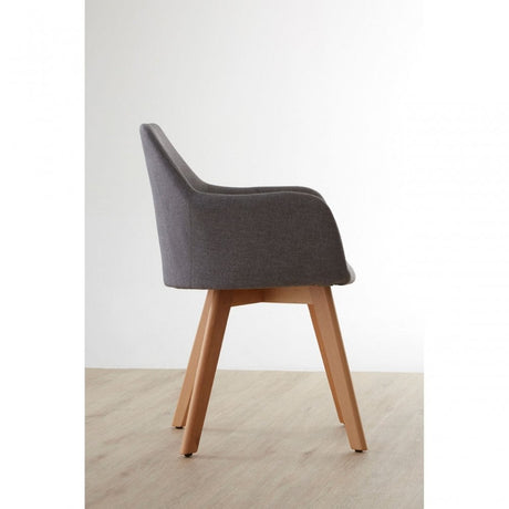 Jersey Chair, Beechwood, Fabric, Grey