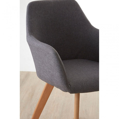 Jersey Chair, Beechwood, Fabric, Grey