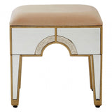 Knigh Stool, Fabric, Mirrored Glass, Champagne