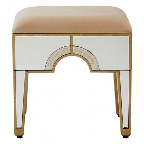 Knigh Stool, Fabric, Mirrored Glass, Champagne