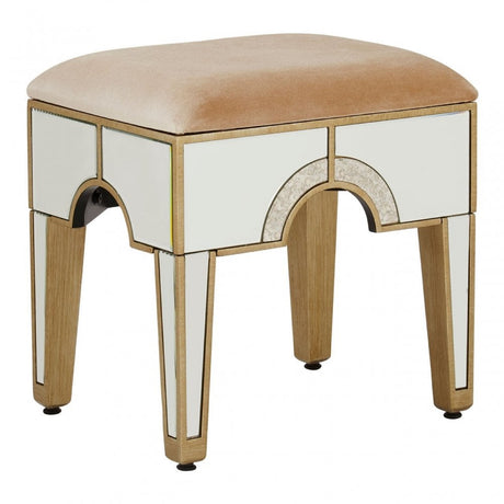 Knigh Stool, Fabric, Mirrored Glass, Champagne